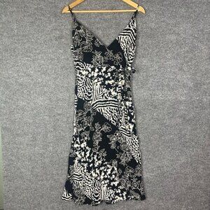 NEW Miss Selfridge Ladies black & white floral wrap tie dress split dress US 2